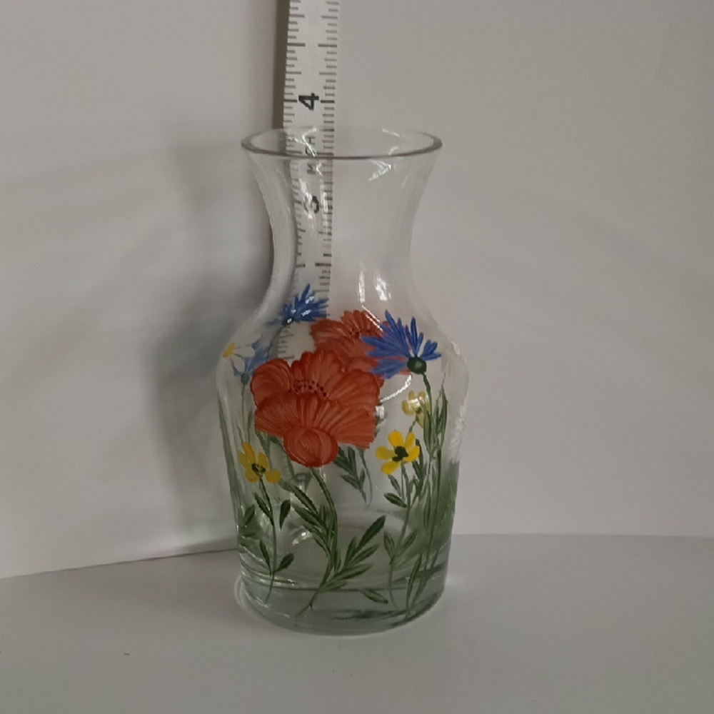 Floral Painted Glass Vase